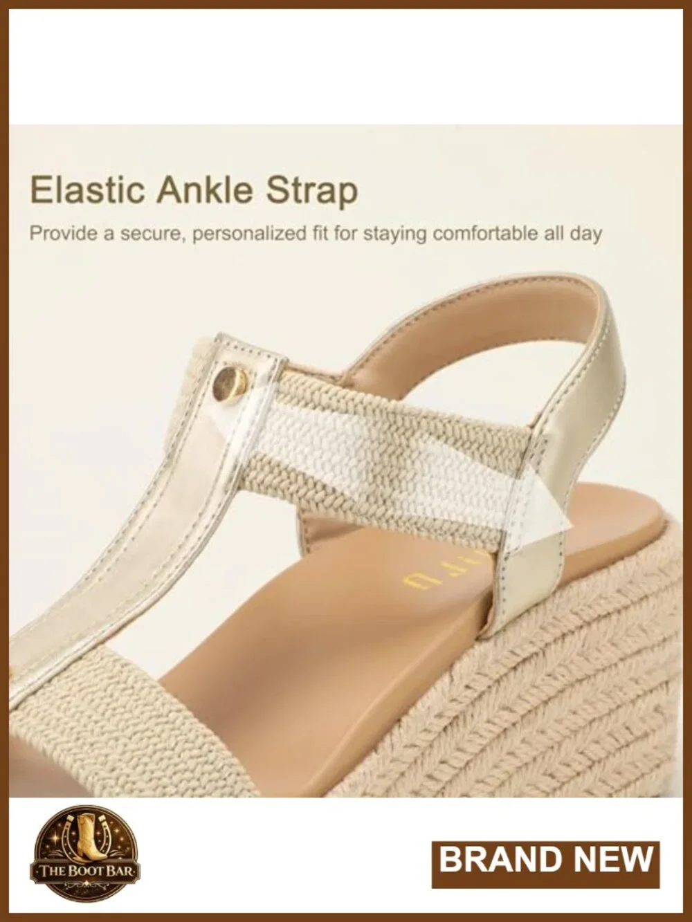 Espadrille Platform Wedge Sandals T-Strap Open Toe Arch Support Elastic Strap